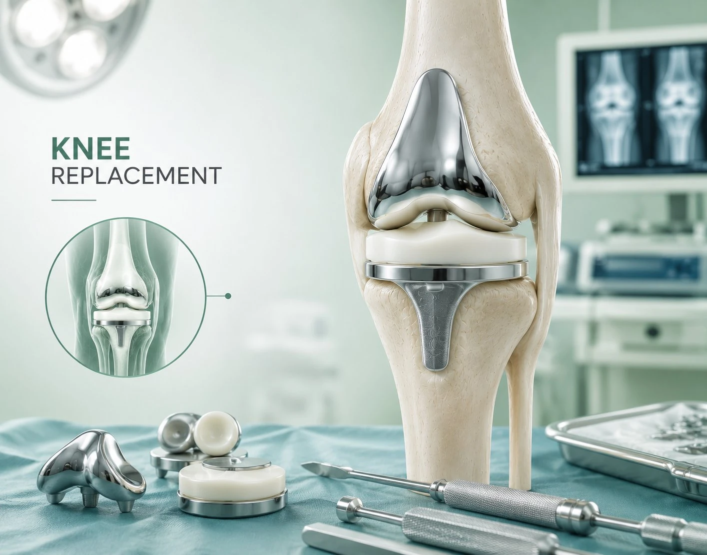 Total knee replacement implant illustration for Dr Hatif Siddiqui in Lucknow